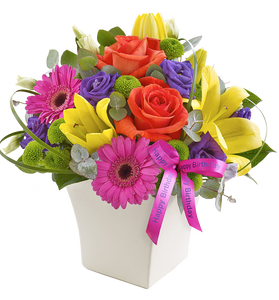 Happy Birthday Vibrant Exquisite Arrangement