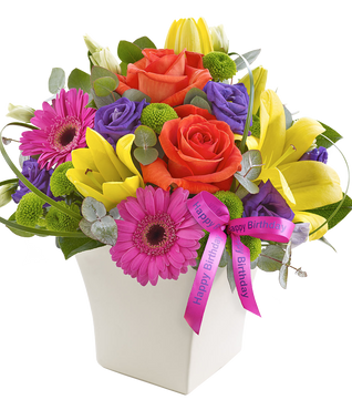 Happy Birthday Vibrant Exquisite Arrangement
