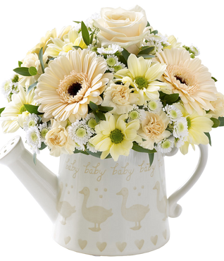 Little Duckling Watering Can   Cream with Bailey Bear